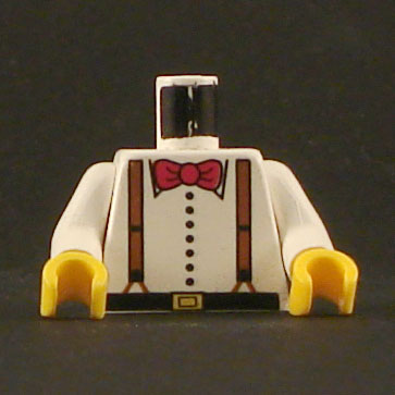 TORSO M013 Lego Male Original Dark Gray Jacket,White shirt  Red Bow Tie NEW 2003 