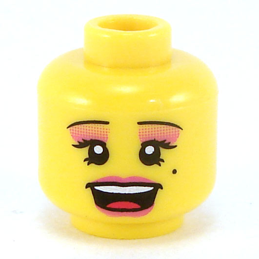 LEGO Minifigure Head LIGHT FLESH Female Dual Dark Pink Lips Smile Wink DS9 