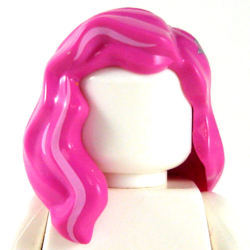 ☀️NEW Lego Minifig Hair Female Girl BLACK w/ Pink Flower Long Shoulder 