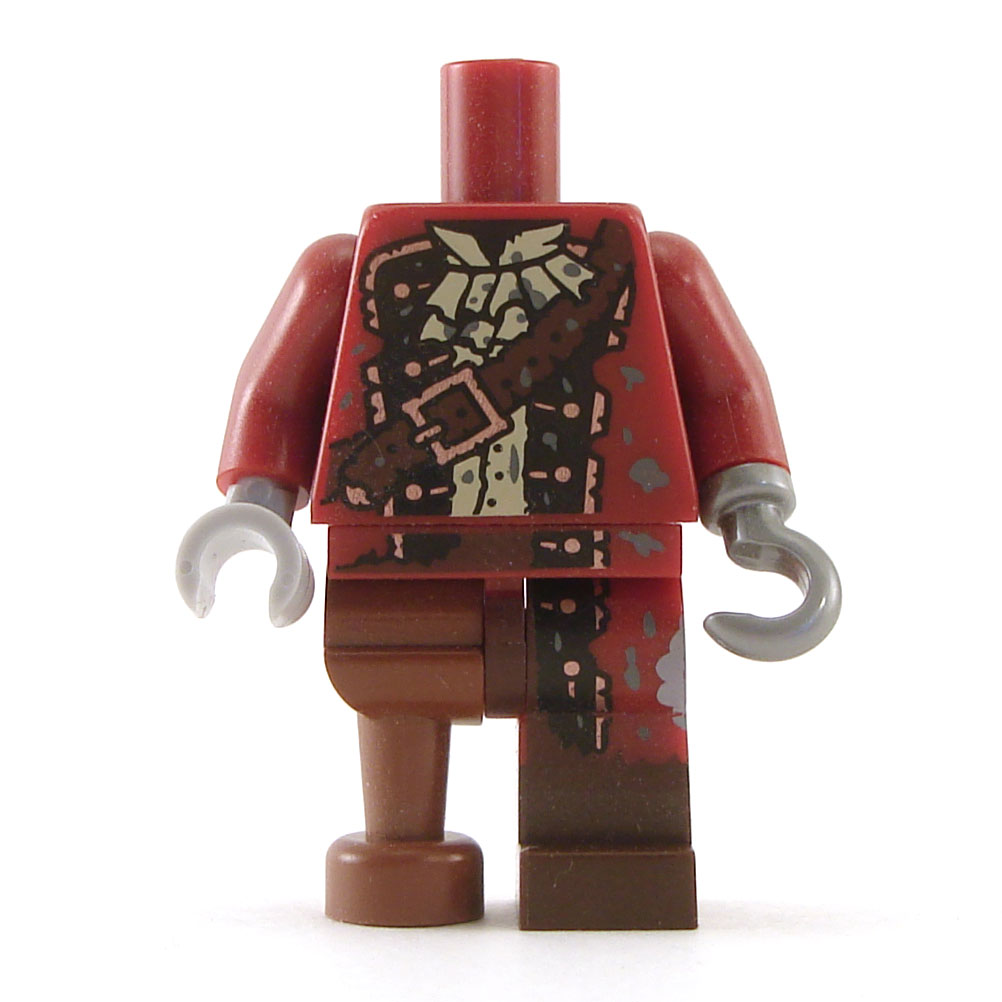 Dark Red Tattered Pirate Overcoat, Pegleg and Hook