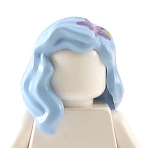 Lego New Bright Light Blue Minifig Hair Female Mid-Length Part Right Shoulder 