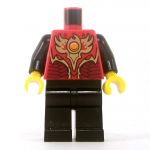 LEGO Red Shirt With Black Sleeves and Fire Emblem, Black Pants