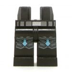 LEGO Legs, Black with Dark Bluish Gray and Medium Azure Knee Pads, Belt