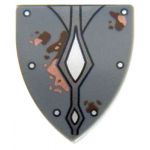 LEGO Minifig Shield - Triangular with Silver Studs and Diamonds and Mud Spots Print