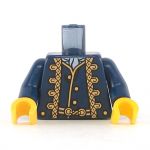 LEGO Torso, Dark Blue Overcoat and Vest, Gold Buttons and Brocade