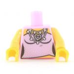LEGO Torso, Female, Strapless Pink Top with Silver Sparkles, Heart Necklace