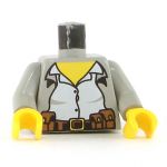 LEGO Torso, Female, White Shirt and Light Gray Jacket, Belt with Pouches