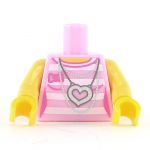 LEGO Torso, Female, Pink Stripes with Large Heart Necklace
