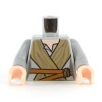 LEGO Torso, Female, Open Neck Shirt, Dark Tan Tied Robe, Dark Orange Belt