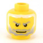 LEGO Head, White Hair Blending into Gray Beard