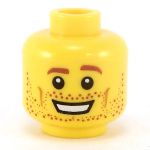 LEGO Head, Brown Eyebrows and Stubble, Broad Smile