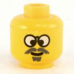 LEGO Head, Gray Moustache and Soul Patch, Glasses, Cross-Eyed