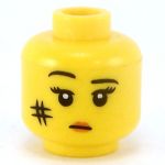 LEGO Head, Female with Brown Eyebrows and Peach Lips, Dual Sided: Smiling / Scared [CLONE] [CLONE] [CLONE]