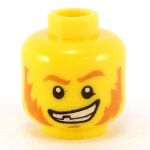 LEGO Head, Beard Stubble, Black Angry Eyebrows with Open Mouth with Teeth [CLONE] [CLONE] [CLONE]