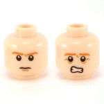 LEGO Head, Light Flesh, Orange Eyebrows, Frown / Scared