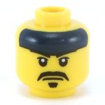 LEGO Head, Dark Blue Headband, Black Moustache and Soul Patch