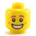 LEGO Head, Dark Orange Eyebrows and Freckles, Wide Grin
