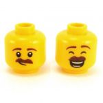 LEGO Head, Bushy Brown Moustache, Thin Eyebrows, Smiling