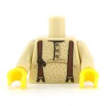 LEGO Torso, Tan Undershirt with Buttons, Old Suspenders
