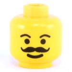 LEGO Head, Thin Eyebrows, Curled Black Moustache