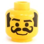 LEGO Head, Black Hair and Sideburns, Curled Moustache