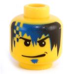 LEGO Head, Blue Soul Patch, Blue and Black Checkered Pattern in Hair