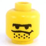 LEGO Head, Wide Mouth and Stubble, Unibrow, Smiling