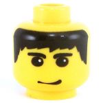 LEGO Head, Black Hair and Eyebrows, Smiling