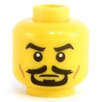 LEGO Head, Stubble Beard, Sideburns, Goatee and Red Scar Pattern