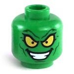 LEGO Head, Bright Green with Yellow Eyes, Smiling/Angry