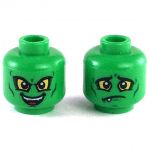 LEGO Head, Bright Green with Yellow Eyes and Sharp Teeth