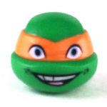 LEGO Head, Bright Green Turtle Head, Orange Mask