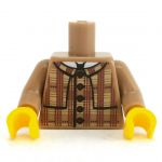 LEGO Torso, Dark Tan Plaid Coat and Dark Brown Buttons