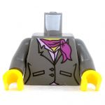 LEGO Torso, Female, Dark Gray Jacket over Pink Shirt, Magenta Scarf