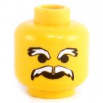 LEGO Head, White and Gray Bushy Moustache and Eyebrows, Crow's Feet [CLONE]