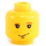 LEGO Head, Dark Orange Eyebrows, Freckles, Smile