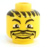 LEGO Head, Wide Mouth, Moustache, Goatee, Black Hair