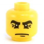 LEGO Head, Angled Thick Black Eyebrows, Frown, Crow's Feet