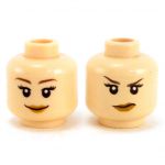 LEGO Head, Female, Eyebrows and Eyelashes, Peach Lips, Smiling/Annoyed