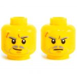 LEGO Head, Gray Moustache with Beard Stubble, Scar