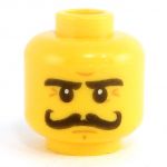 LEGO Head, Bushy Eyebrows, Curled Black Moustache [CLONE]