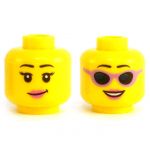 LEGO Head, Female, Pink Lips, Smiling, Sunglasses