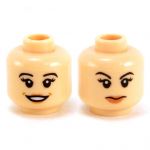 LEGO Head, Female, Eyebrows and Eyelashes, Peach Lips, Smiling/Frowning
