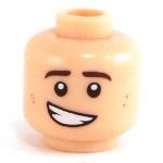 LEGO Head, Brown Eyebrows, Crooked Smile