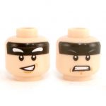 LEGO Head, Black Headband, Smile / Gritted Teeth
