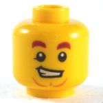 LEGO Head, Brown Eyebrows, Crooked Smile, Cleft Chin