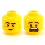 LEGO Head, Black Eyebrows, Bruise/Cut, Smiling/Scared