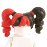 LEGO Hair, Female, Red and Black Curled Pigtails