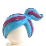 LEGO Hair, Female with Offcenter Ponytail, Black with Magenta and Blue Stripes [CLONE]