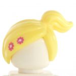 LEGO Hair, Female with Offcenter Ponytail, Light Yellow with Magenta Stripes [CLONE]